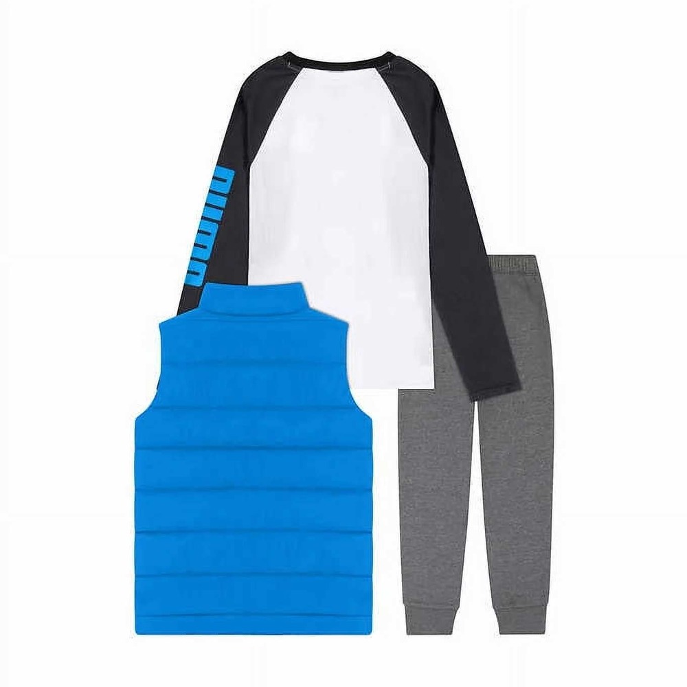 Puma‎ Youth Set Boy's Vest Long Sleeve Shirt PANTS 3pc  Blue Size X-Small (5/6) - Picture 2 of 6